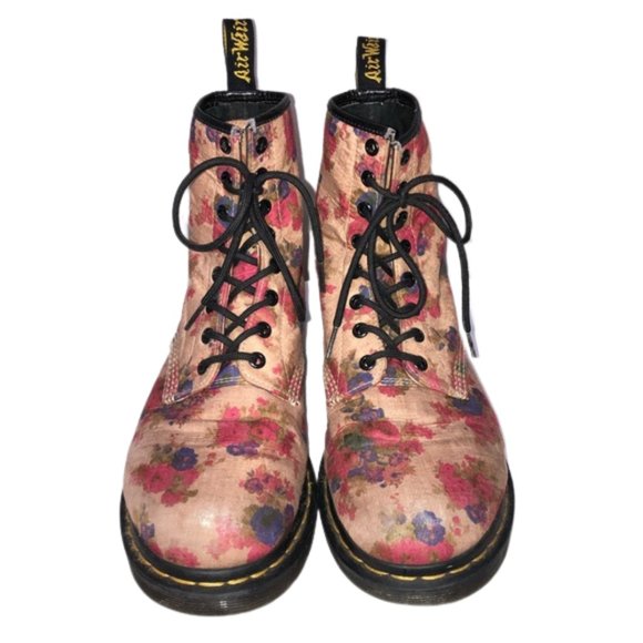Dr. Martens Castel Floral Canvas Combat Boots - 10 - Picture 3 of 16